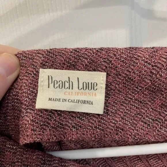 Peach Love California Sparkle Pink Mauve Ribbed Asymmetrical Top Women’s Size L - Picture 4 of 7